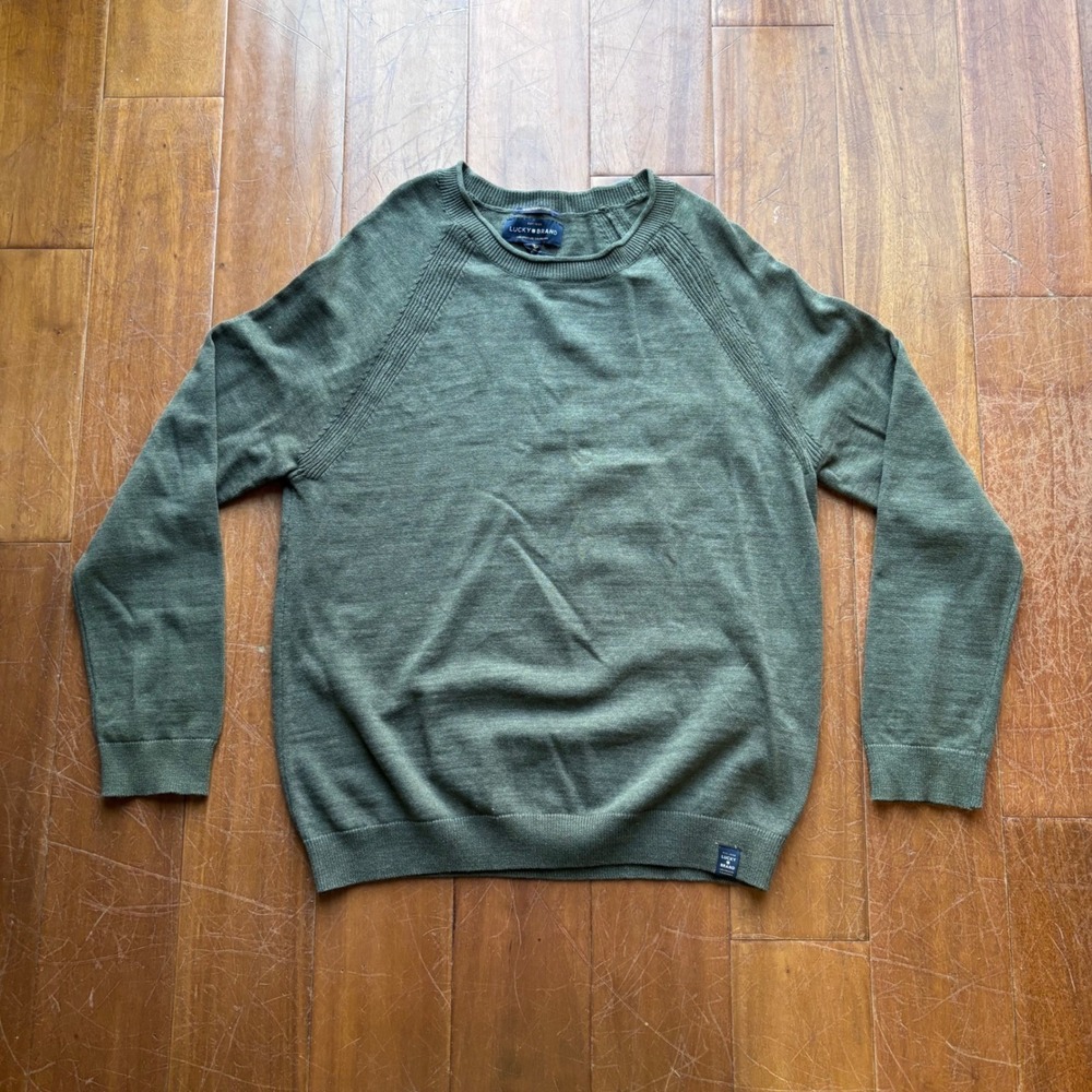 NWT Lucky Brand|Classic Fit Welter Weight Olive Green Sweater | Rugged Casual|Md